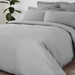 Dunelm Non Iron Plain Dye Slate Duvet Cover -Bed Linings Store 1000099656 alt02