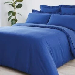 Dunelm Non Iron Plain Dye Navy Duvet Cover -Bed Linings Store 1000119334 alt02