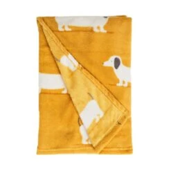 Dunelm Sausage Dog Yellow 130cm X 170cm Throw -Bed Linings Store 1000149629 alt01