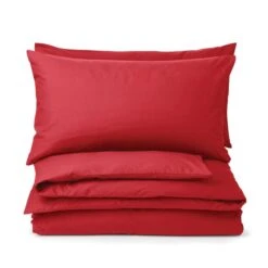 Dunelm Non Iron Plain Dye Red Standard Pillowcase Pair -Bed Linings Store 1000151309 alt01