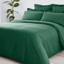 Dunelm Non Iron Plain Dye Hunter Green Duvet Cover -Bed Linings Store 1000151325 alt02