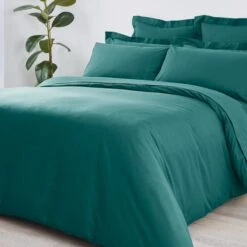 Dunelm Non Iron Plain Dye Teal Duvet Cover 7 Dunelm Non Iron Plain Dye Teal Duvet Cover -Bed Linings Store 1000160086 alt02