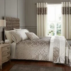 Catherine Lansfield Natural Lattice Cut Velvet Bedspread 9 Catherine Lansfield Natural Lattice Cut Velvet Bedspread -Bed Linings Store 1000169072 alt03