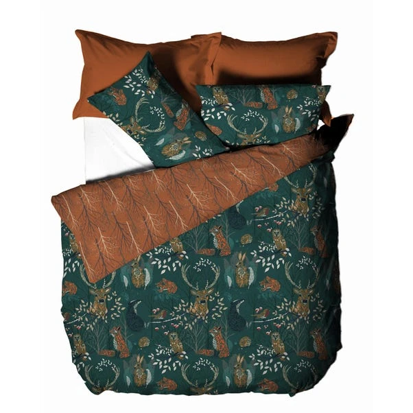 Furn Furn. Riva Forest Fauna Emerald Duvet Cover And Pillowcase Set 6 Furn Furn. Riva Forest Fauna Emerald Duvet Cover And Pillowcase Set - Image 4