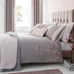 Catherine Lansfield Pink Embroidered Blossom Bedspread 7 Catherine Lansfield Pink Embroidered Blossom Bedspread -Bed Linings Store 1000171085 alt02