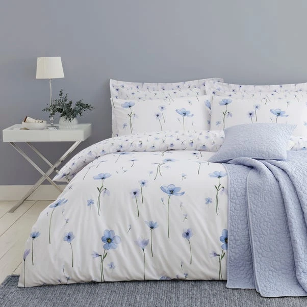 Dunelm Bloom Floral Blue Quilted Bedspread 4 Dunelm Bloom Floral Blue Quilted Bedspread - Image 2