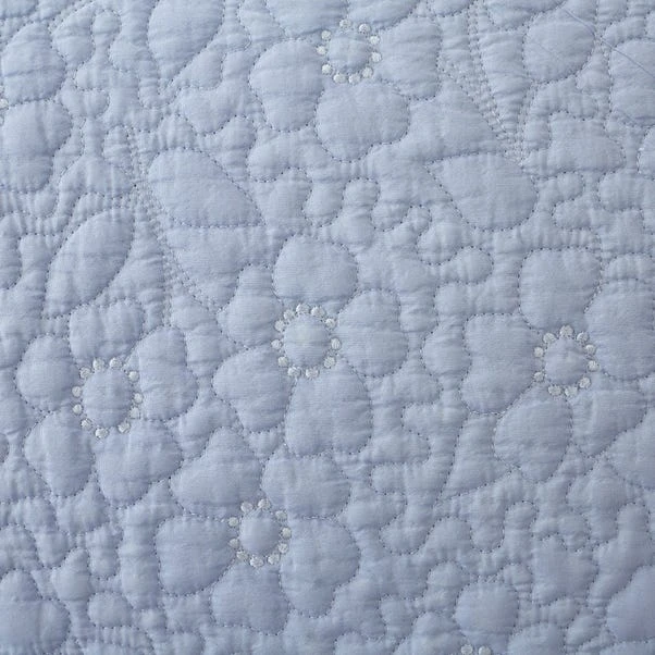 Dunelm Bloom Floral Blue Quilted Bedspread 5 Dunelm Bloom Floral Blue Quilted Bedspread - Image 3