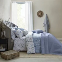 Dunelm Bloom Floral Blue Quilted Bedspread 9 Dunelm Bloom Floral Blue Quilted Bedspread -Bed Linings Store 1000181976 alt05