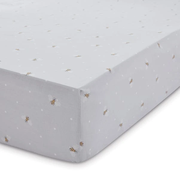 Catherine Lansfield Bee Happy Grey Fitted Sheet 4 Catherine Lansfield Bee Happy Grey Fitted Sheet - Image 2