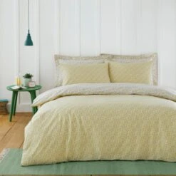 Dunelm Bessie Ditsy Floral Ochre 100% Cotton Reversible Duvet Cover And Pillowcase Set -Bed Linings Store 1000185707 alt02