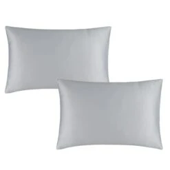 Catherine Lansfield Silky Soft Satin Silver Standard Pillowcase Pair -Bed Linings Store 1000186286 alt02