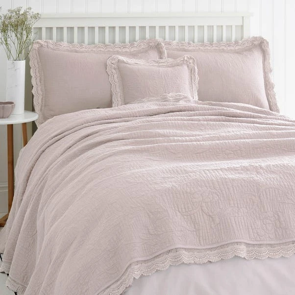 Dunelm Lace Edge Blush Bedspread 3 Dunelm Lace Edge Blush Bedspread