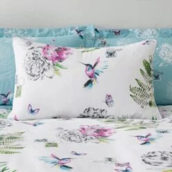 Dunelm Heavenly Hummingbird Reversible Duck Egg Duvet Cover And Pillowcase Set 11 Dunelm Heavenly Hummingbird Reversible Duck Egg Duvet Cover And Pillowcase Set -Bed Linings Store 30437768 alt03
