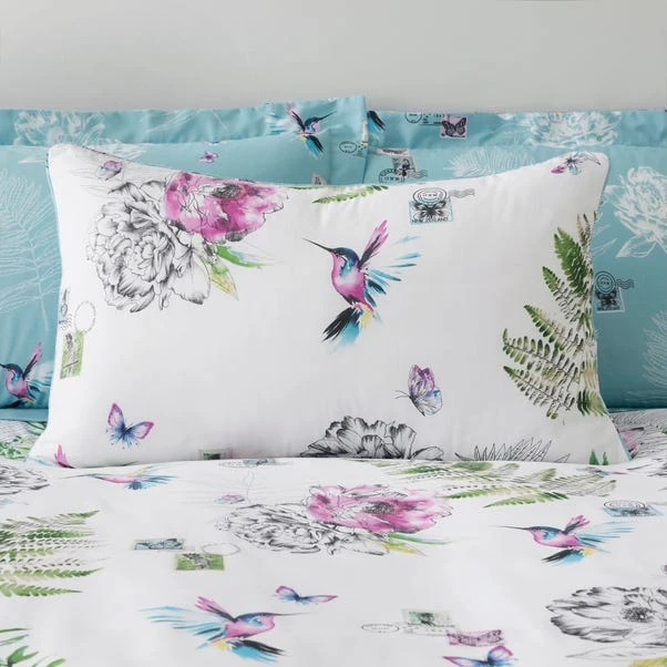 Dunelm Heavenly Hummingbird Reversible Duck Egg Duvet Cover And Pillowcase Set 6 Dunelm Heavenly Hummingbird Reversible Duck Egg Duvet Cover And Pillowcase Set - Image 4