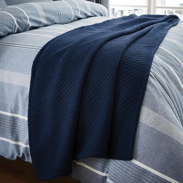 Dunelm Harvey Blue Knitted Throw 3 Dunelm Harvey Blue Knitted Throw