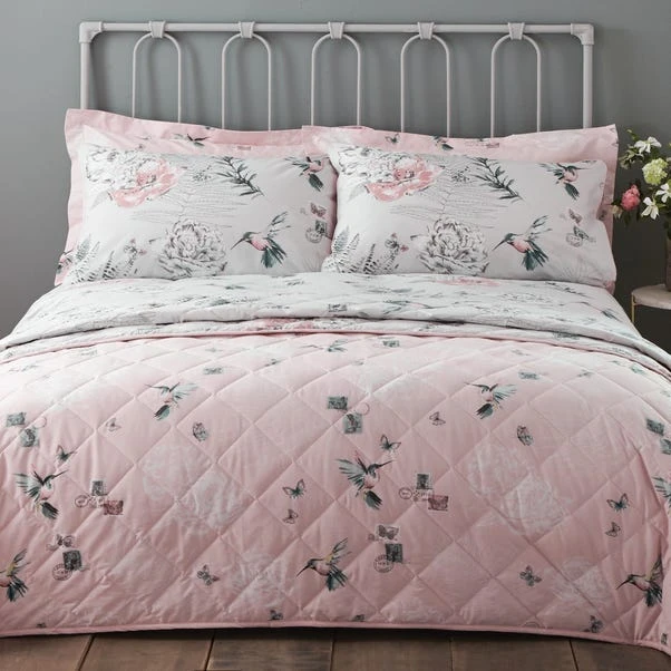Dunelm Heavenly Hummingbird Blush Bedspread 3 Dunelm Heavenly Hummingbird Blush Bedspread