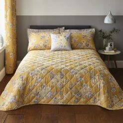 Dunelm Ashbourne Ochre Bedspread