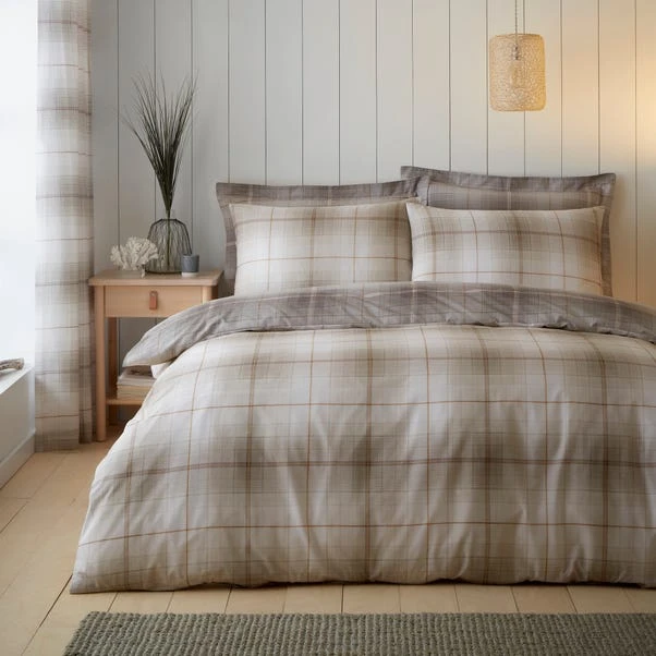 Dunelm Albie Natural Reversible Check Duvet Cover And Pillowcase Set 3 Dunelm Albie Natural Reversible Check Duvet Cover And Pillowcase Set