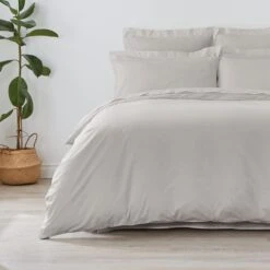 Dunelm Non Iron Plain Dye Silver Duvet Cover