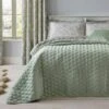 Dunelm Evesham Green Quilted Velvet Bedspread