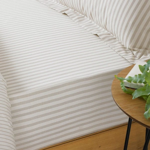 The Linen Yard Hebden Natural Stripe 100% Cotton Fitted Sheet 3 The Linen Yard Hebden Natural Stripe 100% Cotton Fitted Sheet