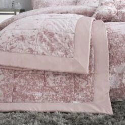 Catherine Lansfield Blush Crushed Velvet Bedspread