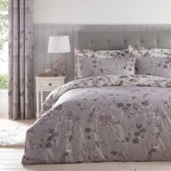 Dunelm Oriental Bird Mauve Duvet Cover And Pillowcase Set