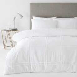 Dunelm Denver White Pintuck Duvet Cover And Pillowcase Set
