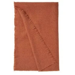 Dunelm Brushed Orange Woven Throw -Bed Linings Store 30725724 alt04