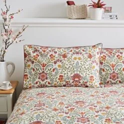 Dunelm Ruskin Red 100% Cotton Reversible Duvet Cover And Pillowcase Set -Bed Linings Store 30726128 alt03