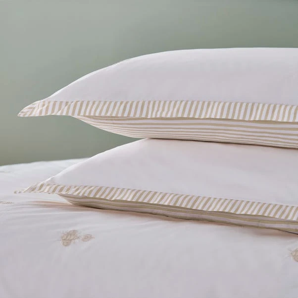Dorma Bee Embroidery 100% Cotton Oxford Pillowcase Pair 3 Dorma Bee Embroidery 100% Cotton Oxford Pillowcase Pair