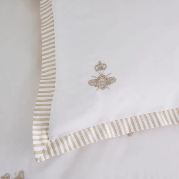 Dorma Bee Embroidery 100% Cotton Oxford Pillowcase Pair 4 Dorma Bee Embroidery 100% Cotton Oxford Pillowcase Pair - Image 2
