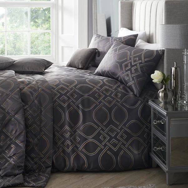 Laurence Llewelyn-Bowen Tie The Knot Slate Duvet Cover And Pillowcase Set 3 Laurence Llewelyn-Bowen Tie The Knot Slate Duvet Cover And Pillowcase Set