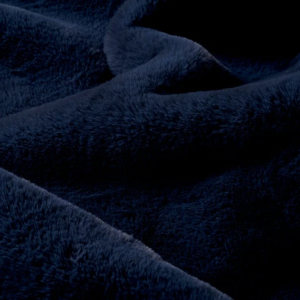 Dunelm Silky Soft Faux Fur Throw Navy 6 Dunelm Silky Soft Faux Fur Throw Navy - Image 4