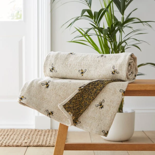 Dunelm Bee Jaquard Throw Natural 3 Dunelm Bee Jaquard Throw Natural
