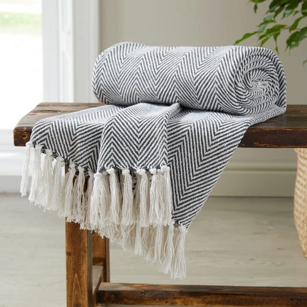 Dunelm Jenson Herringbone 130cm X 180cm Throw 3 Dunelm Jenson Herringbone 130cm X 180cm Throw