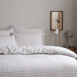 Dunelm Gingham Natural 100% Cotton Duvet Cover And Pillowcase Set 9 Dunelm Gingham Natural 100% Cotton Duvet Cover And Pillowcase Set -Bed Linings Store 30768739 alt01