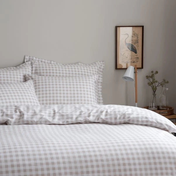Dunelm Gingham Natural 100% Cotton Duvet Cover And Pillowcase Set 4 Dunelm Gingham Natural 100% Cotton Duvet Cover And Pillowcase Set - Image 2