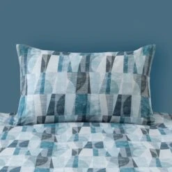 Elements Iver Geo Teal Duvet Cover And Pillowcase Set -Bed Linings Store 30768765 alt04