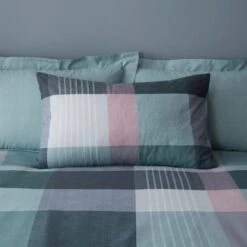 Dunelm Acton Check Teal Duvet Cover And Pillowcase Set 10 Dunelm Acton Check Teal Duvet Cover And Pillowcase Set -Bed Linings Store 30771501 alt02