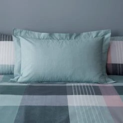 Dunelm Acton Check Teal Duvet Cover And Pillowcase Set 11 Dunelm Acton Check Teal Duvet Cover And Pillowcase Set -Bed Linings Store 30771501 alt03