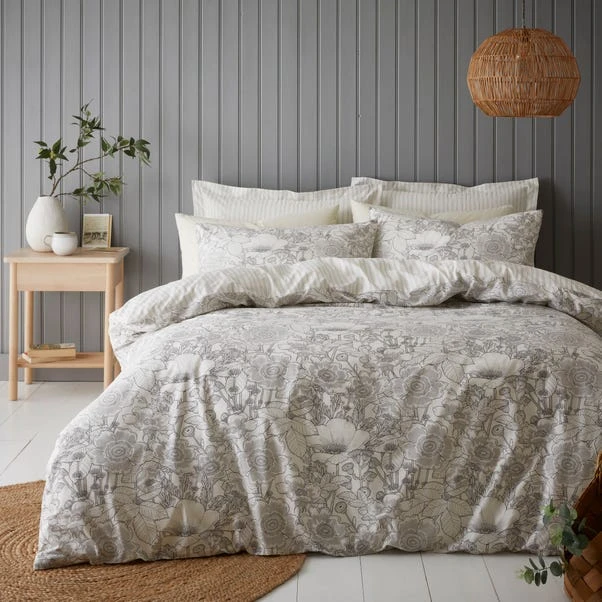 Dunelm Winnie Floral Natural 100% Cotton Duvet Cover And Pillowcase Set 3 Dunelm Winnie Floral Natural 100% Cotton Duvet Cover And Pillowcase Set