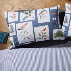 Natural History Museum Woodland Blue 100% Cotton Duvet Cover And Pillowcase Set -Bed Linings Store 30771545 alt04