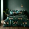 Dunelm Luxe Cranes Emerald Duvet Cover And Pillowcase Set