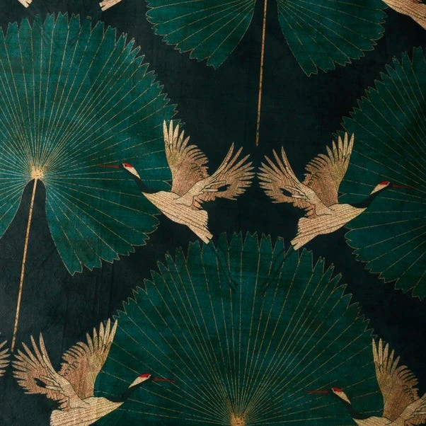 Dunelm Luxe Cranes Emerald Duvet Cover And Pillowcase Set 5 Dunelm Luxe Cranes Emerald Duvet Cover And Pillowcase Set - Image 3