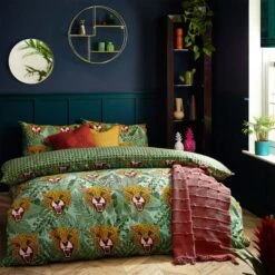 Furn Untamed Green Reversible Duvet Cover And Pillowcase Set
