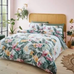 Catherine Lansfield Tropical Floral Duvet Cover And Pillowcase Set