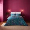 Dorma Winter Garden Teal 100% Cotton Reversible Duvet Cover And Pillowcase Set