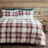 Dunelm Piper Red Check 100% Brushed Cotton Duvet Cover And Pillowcase Set