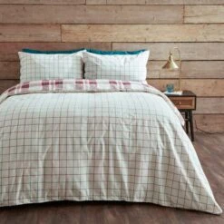 Dunelm Piper Red Check 100% Brushed Cotton Duvet Cover And Pillowcase Set 7 Dunelm Piper Red Check 100% Brushed Cotton Duvet Cover And Pillowcase Set -Bed Linings Store 30780522 alt01